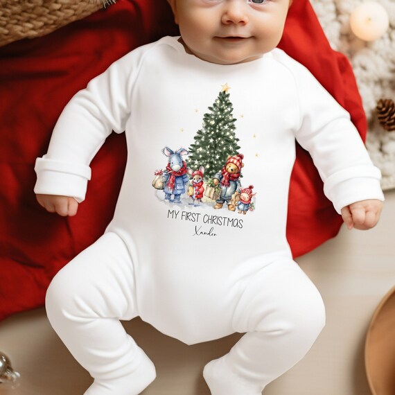 Pudcoco My First Christmas Baby Boy Girl Outfit Newborn Long Sleeve Romper Striped Pants Hat 1St