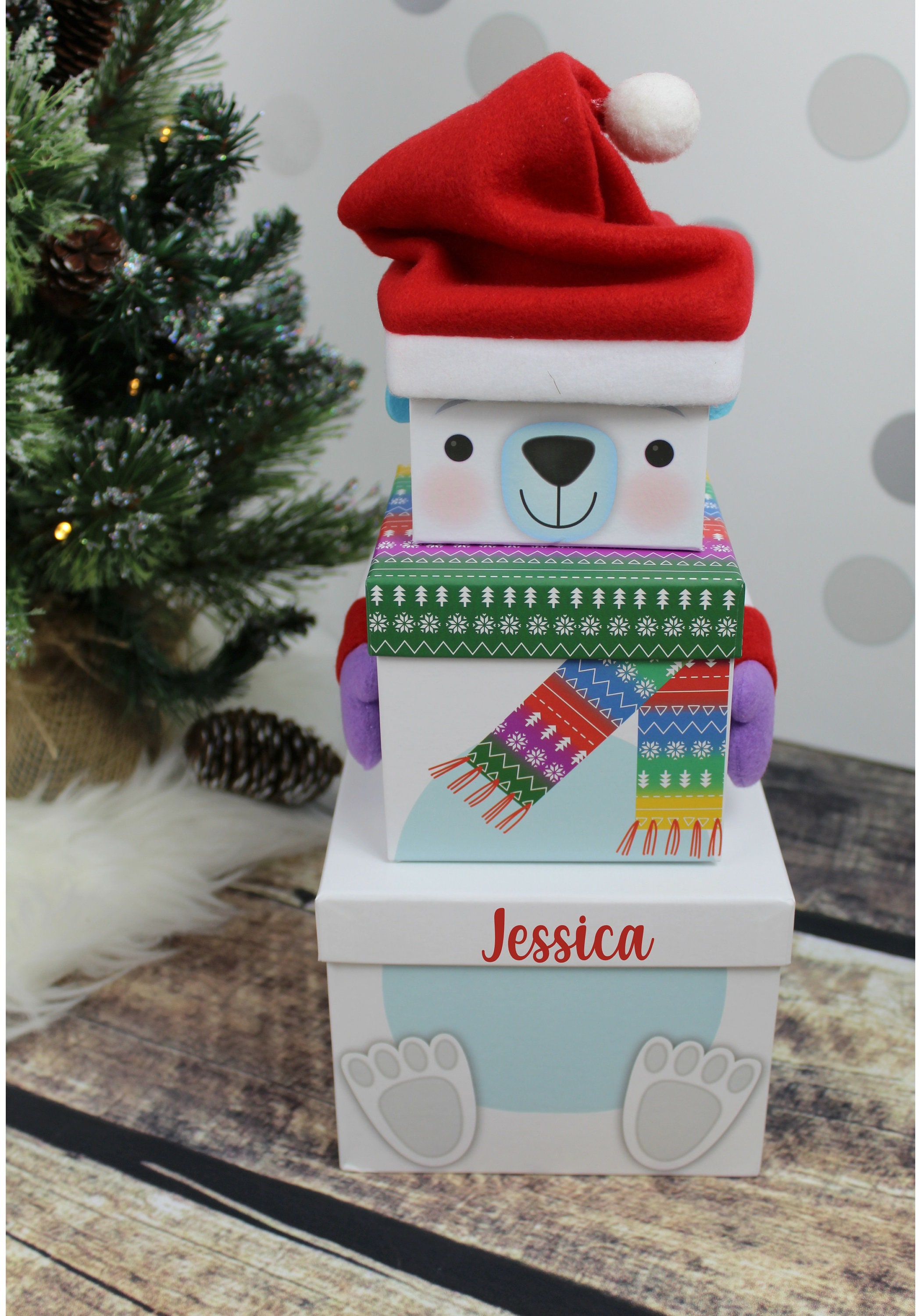 Personalised Polar Bear Stacking Boxes Set Of 3 Boxes Etsy
