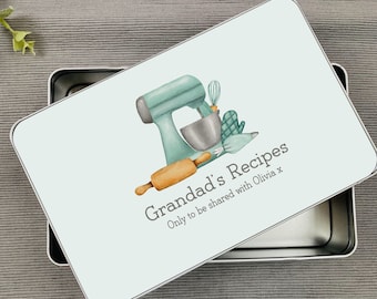 Grandad's Recipes | Nanny Dad Mum | Father's Day Gift Present | Cookie Cake Tin | Recipe Book Box Keepsake Grandpa Daddy Personalised