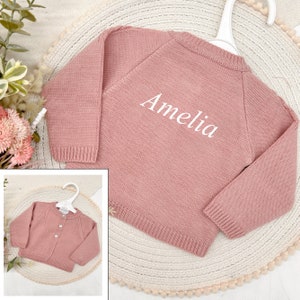 Embroidered Pink Baby Cardigan | Toddler Outfit | Knitted Summer Jumper Baby Newborn New Baby | Baby Girl Unisex | Baby Shower Gift Present