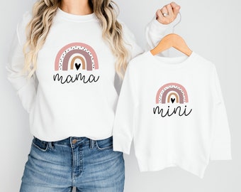 Personalised Mum & Mini Matching Sweatshirts | Baby Vest Bodysuit | Mum and Mini | Mother's Day Gift Present | From Daughter Son | Twinning