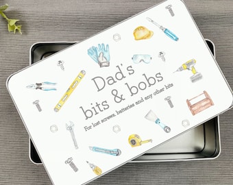 Personalised Dad Tin | Dad's Tool Kit Tin | Bits and Bobs Man Tin | Grandad Fixer Grandpa | Father's Day Gift Present | Building