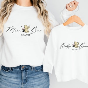 Mama and Mini Classic Winnie Matching Sweatshirts | Personalised Babygrow/Bodysuit | New Baby Boy Girl | Outfit | Twinning | Baby