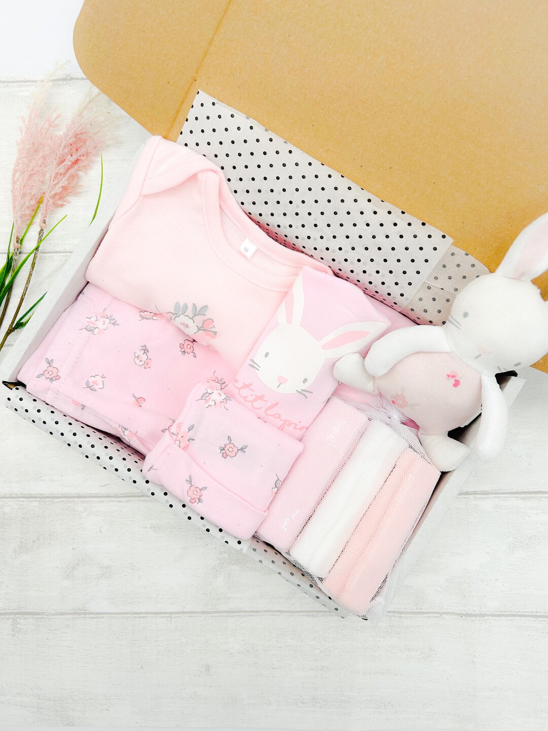Pink Bunny & Blanket Set Gift Wrapped L Hamper L Baby Shower Etsy UK