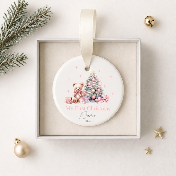 Personalised Baby's First Christmas Ornament | Ceramic Bauble | Custom Newborn Gift | 1st Xmas Tree Decoration | Any Name Keepsake 2025