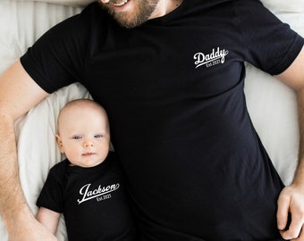 Personalised Daddy Baby Est Date | Dad and Baby Matching T-shirt Baby Vest | Christmas Gift Present | New Dad Gift | First Christmas