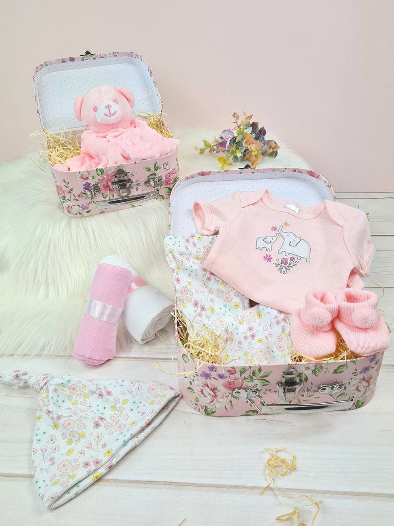 Small Pink Suitcase Gift Hamper Baby Shower Gift Baby Girl Etsy