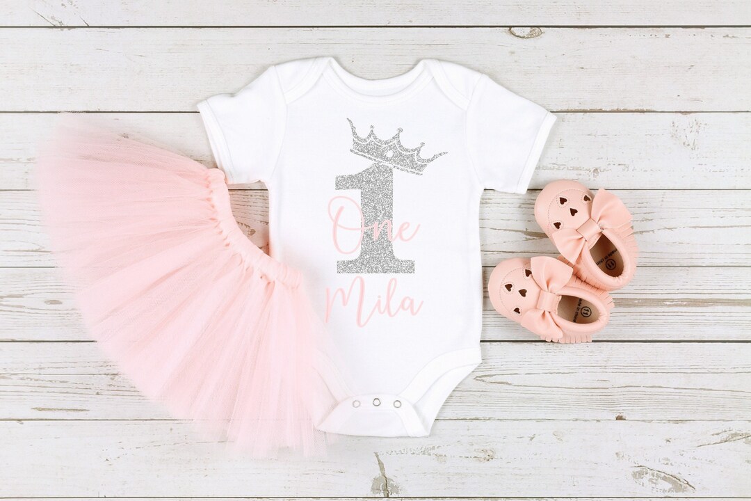 Pink Glitter Crown First Birthday Outfit Baby Vest T shirt First Birthday Gift Little Sister Girl Bodysuit One Today Personalised Etsy