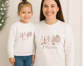 Personalised Rose Gold Christmas Tree Mama & Mini Daughter | Sweatshirts Outfits Vest Babygrow Jumper  Gift Twinning Xmas Mum Mummy Toddler