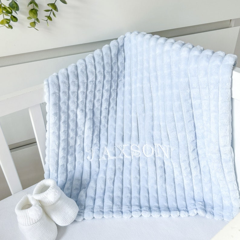Personalised Embroidered Blue Blanket/ Blue Elephant Comforter/ Blanket, Comforter, Booties, Gift Set Baby Boy Babyshower Gift Newborn Blanket: Blue