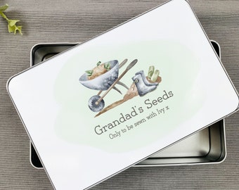 Graines Jardin de grand-père | Nounou Papa Maman | Cadeau pour la fête des pères | Plantes | Boîte de livre de recettes souvenir grand-père papa personnalisé