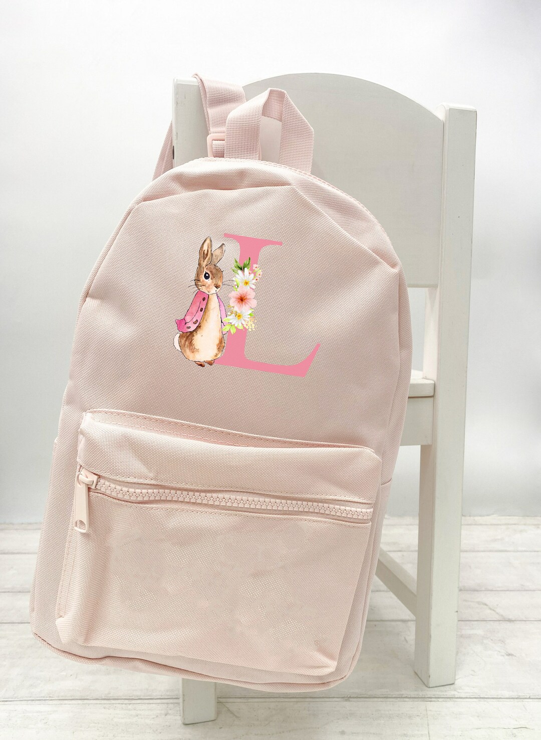 Personalised Pink Flopsy Rabbit Initial Backpack Back to - Etsy