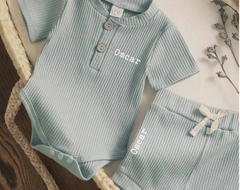Personalised Baby Blue Shorts Set | Children's Kids | Toddler Outfit | Summer | Clothing Baby Newborn | Baby Shower | Baby Gift Unisex