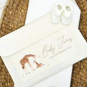 Giraffe Pregnanacy/Maternity Notes folder | Personalised New Baby | Rainbow baby | IVF Journey | Document Folder | Cream Folder