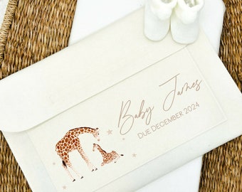 Personalised Giraffe Pregnanacy/Maternity Notes folder | New Baby | Rainbow baby | IVF Journey | Document Folder | Cream Folder