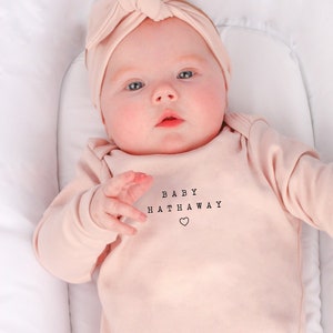 Personalised Pink Simple Name l Babygrow with optional Heaband & Blanket Sleepsuit | New Baby Girl Gift | Coming Home Gift Newborn