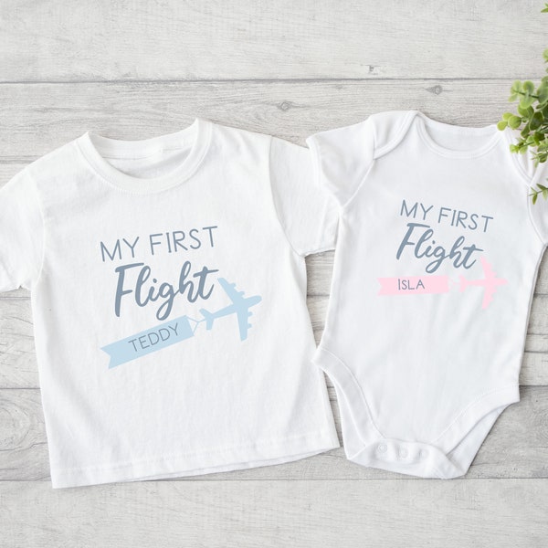 My First Flight Outfit (Babygrow Sleepsuit Vest Bodysuit T-shirt | Summer Holiday | Airplane | Family Holiday | First Time Flyer