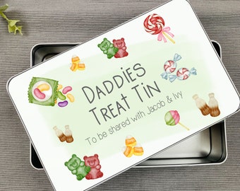 Daddy's Treat Tin | Sweeties | Father's Day Gift Present | Grandad Grandpa Dad Dadda | Personalised | New Dad Children Gift Man Mens