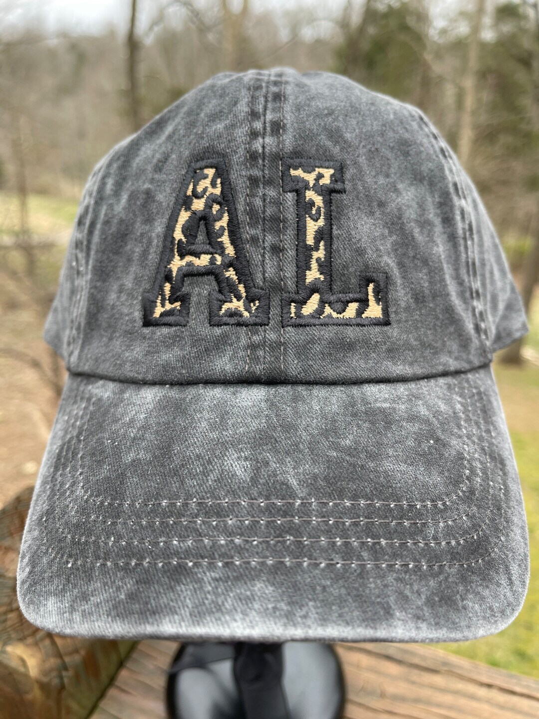 AL Black Distressed Hat Etsy