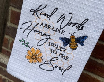 Bee Kind Waffle Weave Tea Towel