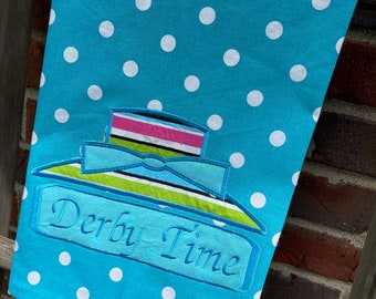 Derby Hat Tea Towel.  Bright colored Derby Towel Great for Derby week Talk Derby to Me