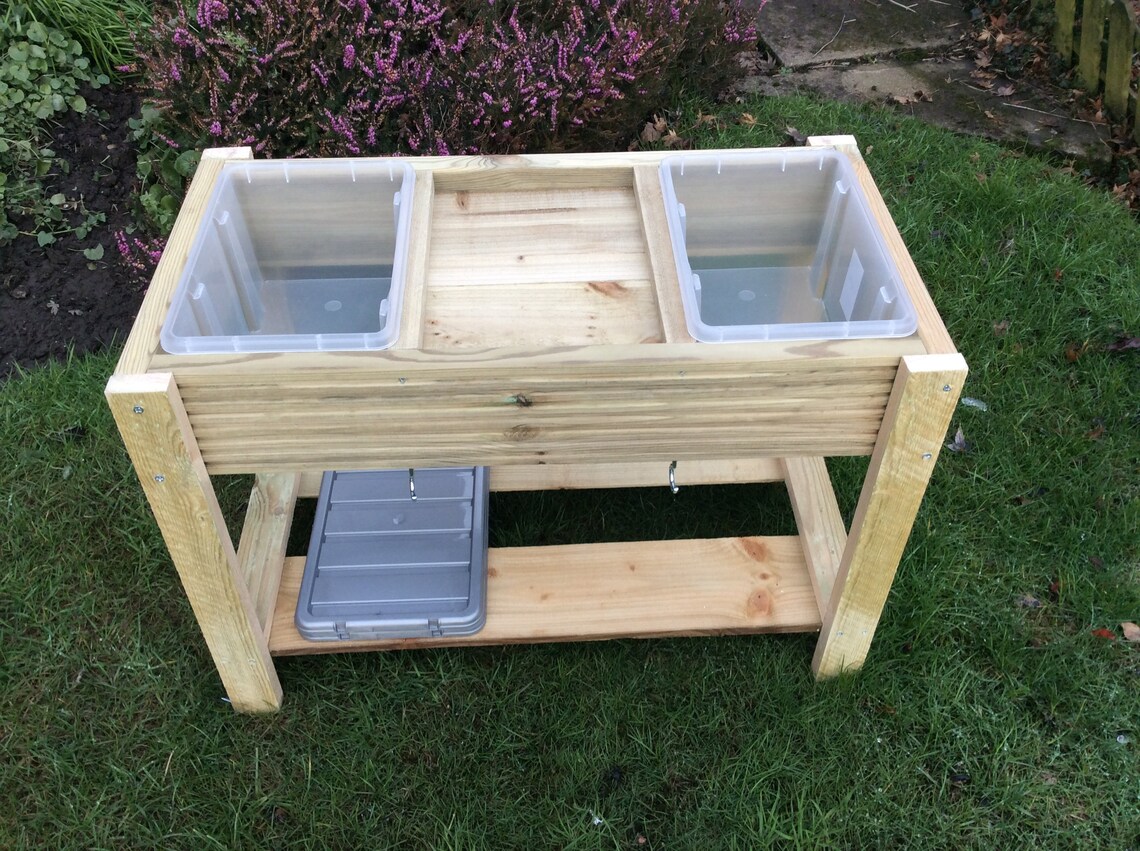 Caja dual hecha a mano de arena de madera agua o barro Etsy