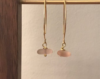 Pink sea glass earrings