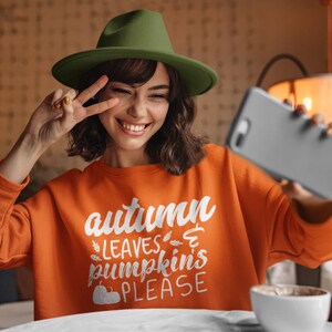 Herbst Blätter und Kürbisse Bitte Sweatshirt, Herbst Sweatshirts, Damen Herbst Pullover, Süße Herbst Pullover, Teen Thanksgiving Sweatshirts