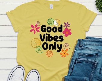Good Vibes Only Tee, Good Vibes Only Shirt, 60s Shirt, 70s Shirt, Flowers Shirt, Positive Shirts Women, Hippie Kleding, Inspirerend, Boho