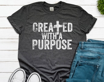 Created with a Purpose T Shirt Ephesians Scripture Shirt, Christian Shirts Men, Christian Shirts Teen Boys, Confirmation Catholic Graduation