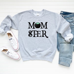 Momster Sweatshirt, Halloween Sweatshirt, Halloween Mom Shirt, Mom Sweater, Fall Sweatshirt, Spider Sweater, Witch Cauldron, Mom Gift