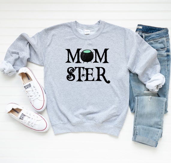 Momster Sweatshirt, Halloween Sweatshirt, Halloween Mom Shirt, Mom Sweater, Fall Sweatshirt, Spider Sweater, Witch Cauldron, Mom Gift