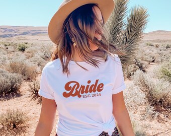 Bride Established 2024 Shirt, Oversized Tshirt, Baggy Shirts Women, Bride Retro Shirt Dress, Bride Oversiszed Pajamas, Wedding Gift