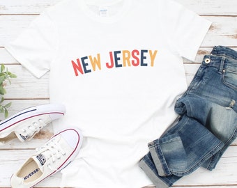 New Jersey T-shirt, 2023 Trending Colors, New Jersey Birthday, Unisex New Jersey Sizes, Vintage Style Tee, State Pride, Vacation, Shirt Gift