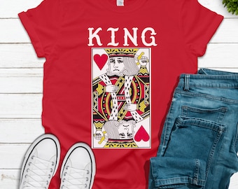 King of Hearts Mens Shirt, Valentine's Shirt for Him, Teen Gift for Boy, Boyfriend Husband Gift, Streetwear Men Tee, Father's Day
