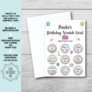 Personalised 18+ Birthday Create Your Own Scratch Card With Envelope A6 Fun Boyfriend Husband Wife Girlfriend LGBT Cheeky Gift