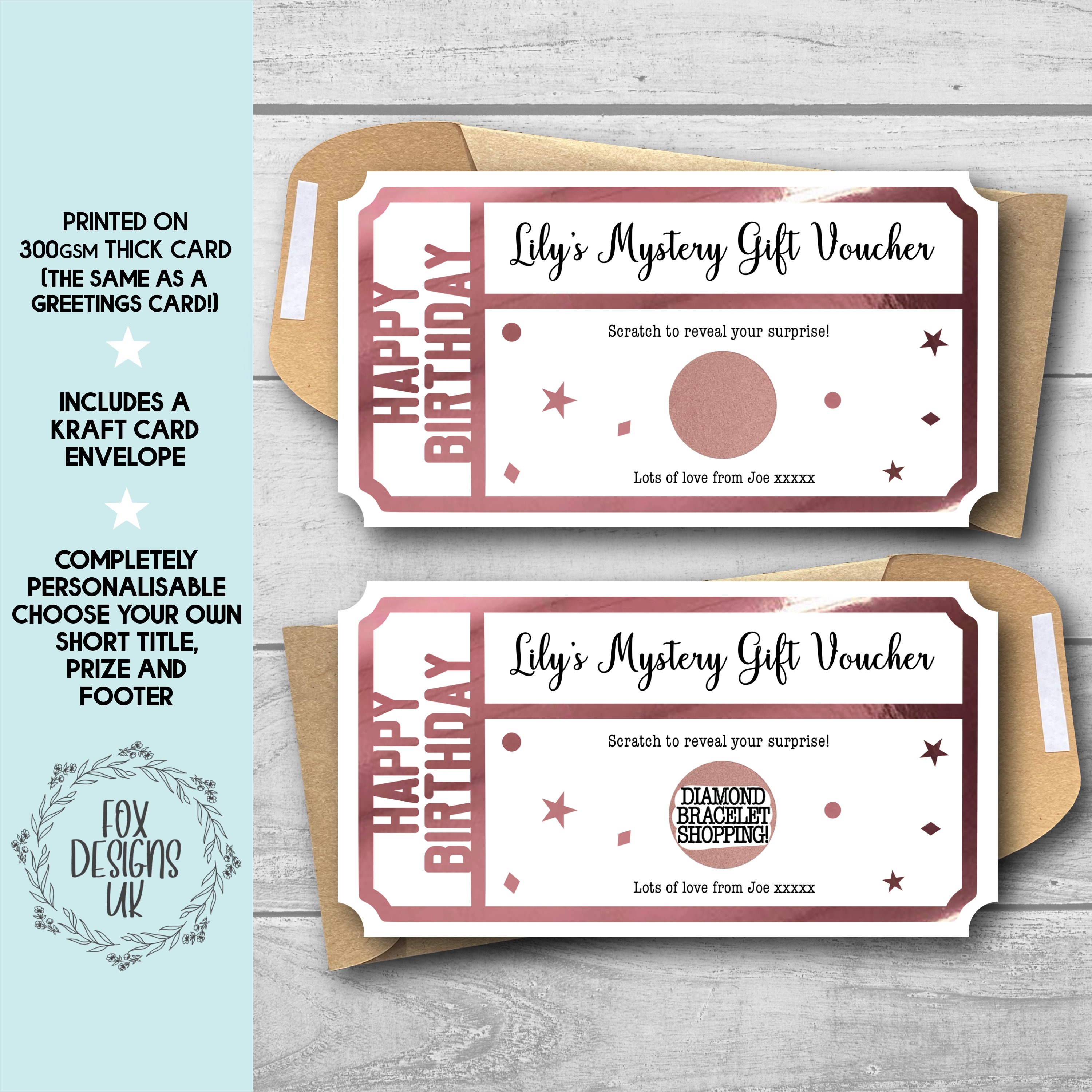 Personalised Unique Mystery Gift Voucher Coupon Ticket Etsy UK