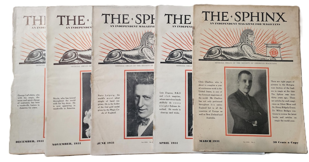 Sphinx Magazine The Sphinx Magazine (society of American Magicians) 1931 Lot of 5 ...