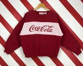 Vintage 90s Coca Cola Sweatshirt Coca Cola Crewneck Coca Cola Sweater Pullover Coca Cola Coke Jumper Coca Cola Print Logo Red Size Small