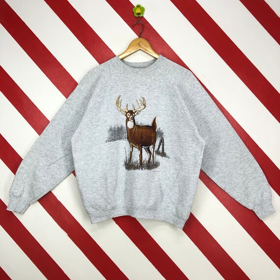 Vintage 90s Deer Sweatshirt Wildlife Deer Crewneck