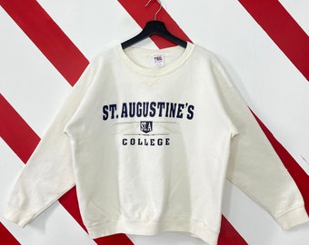 Vintage 90s St. Augustine College Sweatshirt St Augustine Crewneck St Augustine University Sweater St Augustine Falcons Print Logo Large