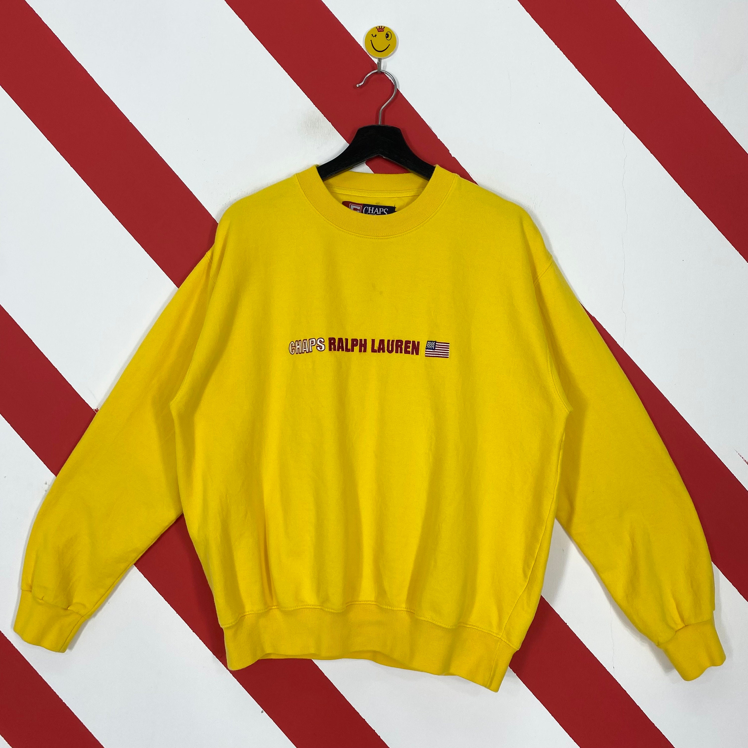 Vintage Chaps Ralph Lauren Sweatshirt Crewneck Chaps Ralph Lauren Sweater  Pullover Chaps Ralph Lauren Embroidery Logo Yellow Size Medium -  Canada