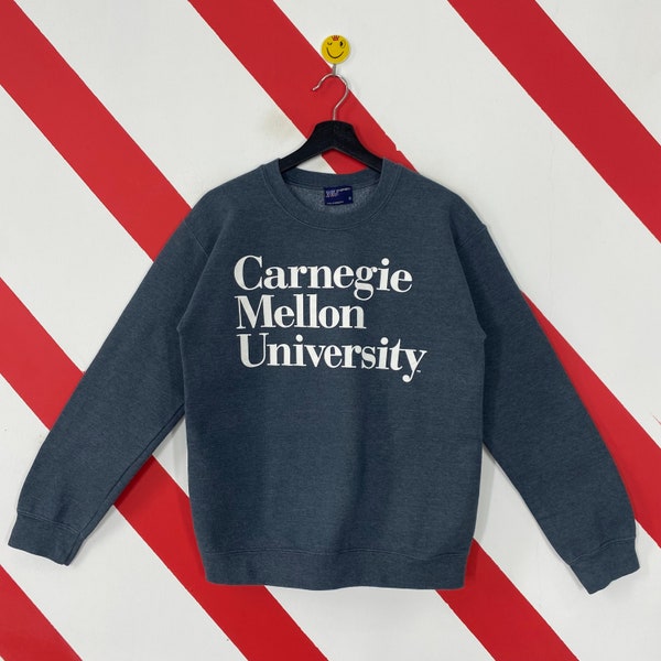 Vintage Carnegie Mellon University Sweatshirt Carnegie Mellon Crewneck Carnegie Mellon Sweater Carnegie Mellon Tartans Print Logo Grey Small