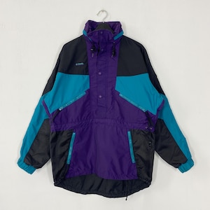 Vintage 90s Columbia Windbreaker Jacket Columbia Sportswear Outdoor Hoodie Half Zip Purple Medium