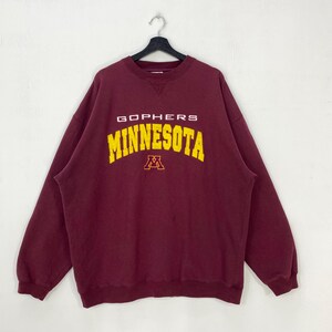 Vintage 90s University Minnesota Sweatshirt Crewneck Pullover Minnesota Golden Gophers Embroidered Logo Maroon XLarge