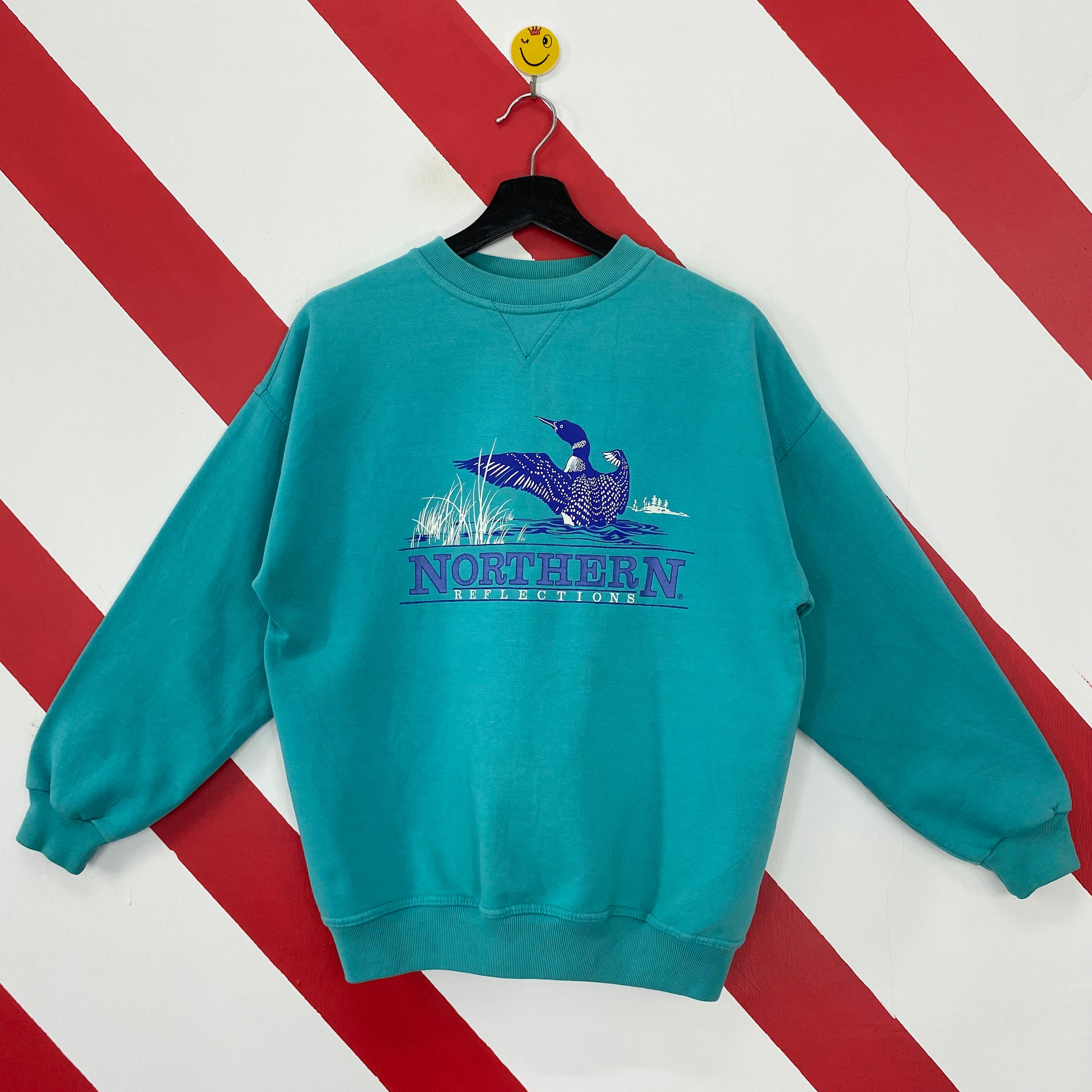 Vintage 90s Northern Reflections Sweatshirt Ducks Crewneck Ducks Sweater  Pullover National Wildlife Habitat Print Logo Turquoise Small