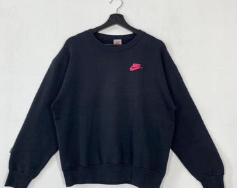 Vintage 90s Nike Sweatshirt Crewneck Pullover Nike Air Sportswear Jumper Nike Just Do It Print Logo Black Small
