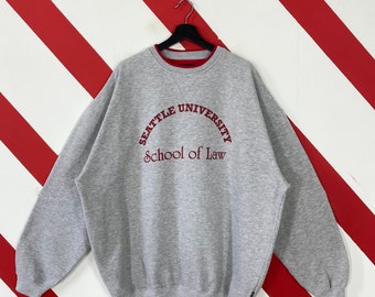 Vintage Seattle University Sweatshirt Seattle Crewneck Seattle School of Law Trui Pullover Seattle Redhawks Print Logo Grijs XXLarge