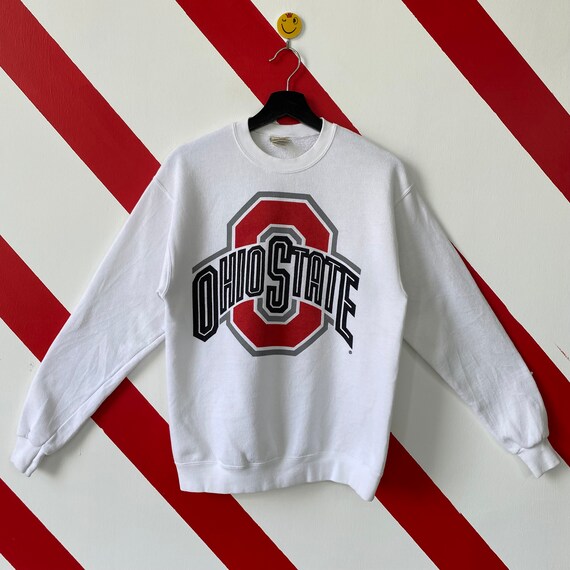 VintageClassicsShirt Vintage Ohio State Buckeyes Sweatshirt Ohio Crewneck University Ohio State Sweater Sportswear Ohio State Buckeyes Print Logo White Small
