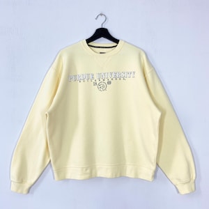 Vintage Purdue Universität Sweatshirt Purdue Universität Crewneck Purdue Pullover Pullover Purdue Boilermaker Print Logo Gelb Groß